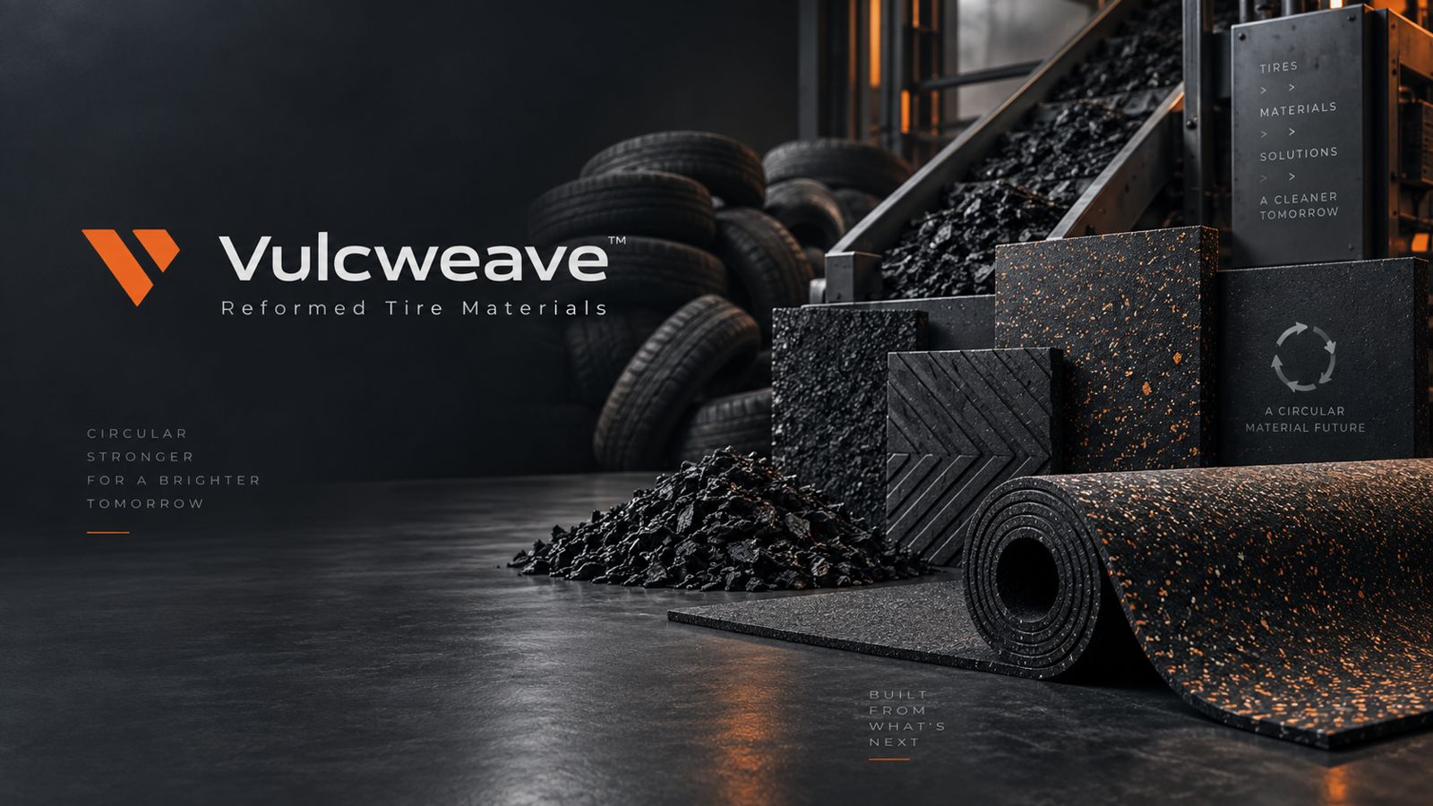 Concept rendering of Vulcweave recycled-tire material samples